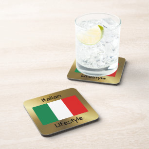 Italy Flag+Text Coaster