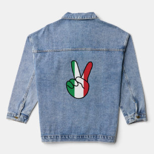 Italy Flag V Sign Denim Jacket