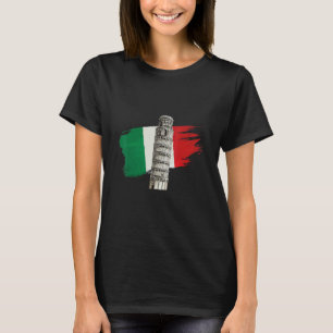 Italy Flag With Leaning Tower Of Pisa In Tuscany T-Shirt