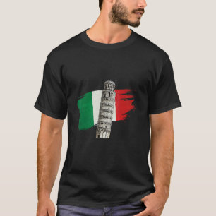 Italy Flag With Leaning Tower Of Pisa In Tuscany T-Shirt