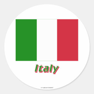 Italy Flag with Name Classic Round Sticker