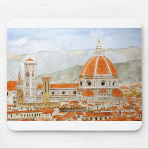 Italy Florence Cathedral Duomo watercolor painting Mouse Mat