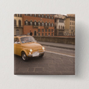 Italy, Florence. Fiat 800 Rally crosses Arno 15 Cm Square Badge
