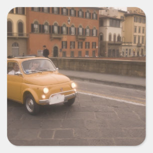 Italy, Florence. Fiat 800 Rally crosses Arno Square Sticker