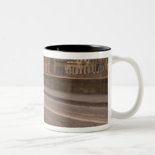 Italy, Florence. Fiat 800 Rally crosses Arno Two-Tone Coffee Mug