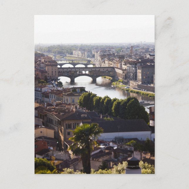 Italy, Florence, Ponte Vecchio and River Arno Postcard (Front)