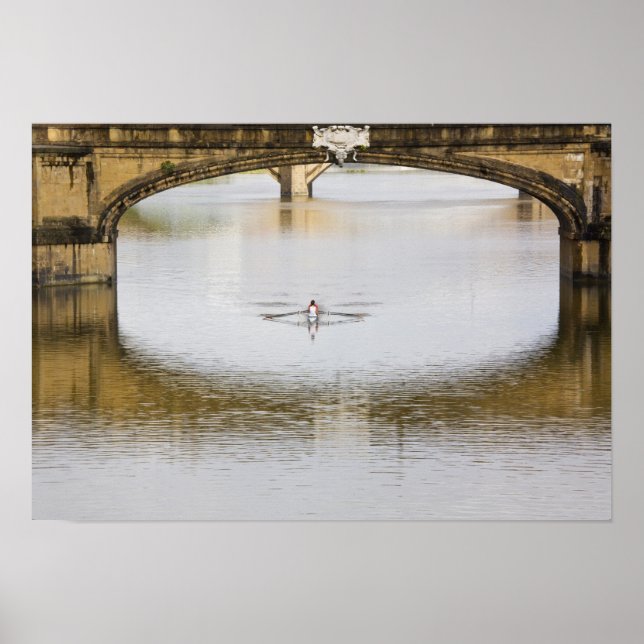 Italy, Florence, Rowing Sculls with Poster (Front)