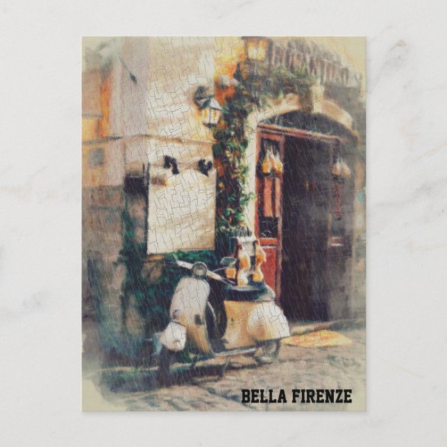 ** Italy Florence Scooter AP12 Cobblestone Postcard (Front)