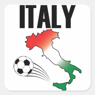 Italy Football Fan Map Boot Soccer Ball Square Sticker