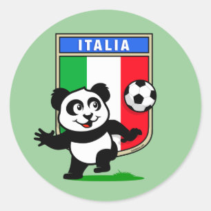 Italy Football Panda Classic Round Sticker
