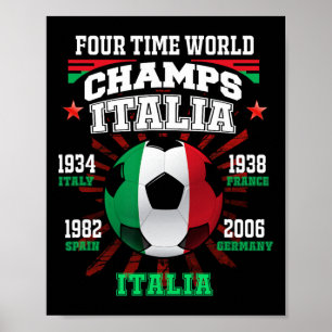 Italy Footbyll With Cup Years For Italia Soccer Fa Poster