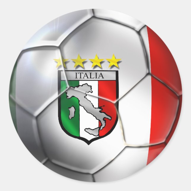 Italy Forza Azzurri Calcio Soccer Ball flag Classic Round Sticker (Front)