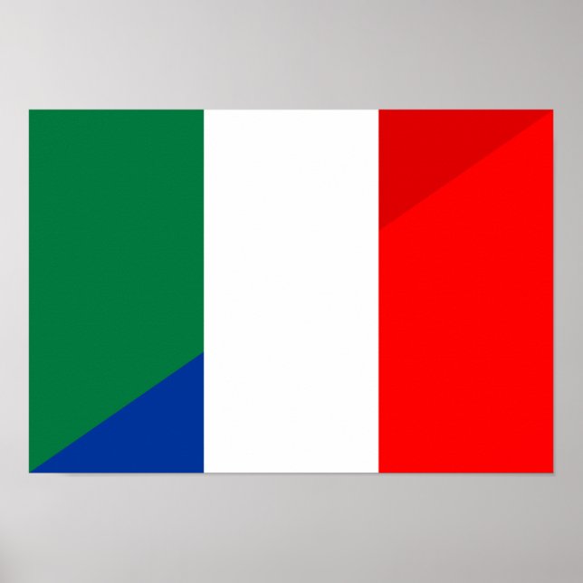 italy france flag country half symbol poster (Front)
