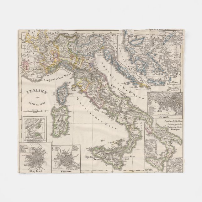 Italy from 1270 to 1450 fleece blanket (Front (Horizontal))