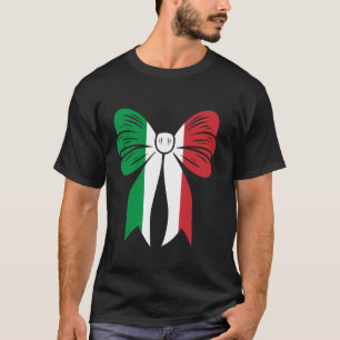 Italy Girl Coquette Bow Ribbon Pride Italian Flag T-Shirt
