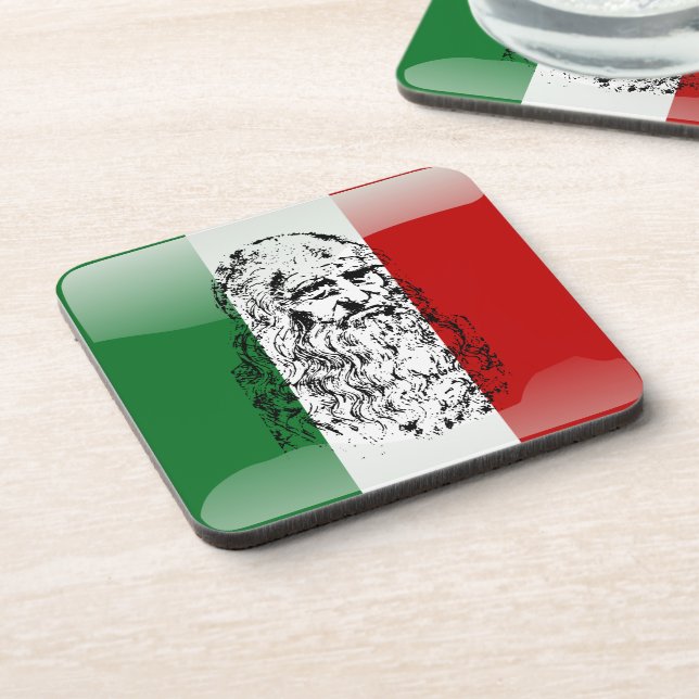 Italy glossy flag coaster (Left Side)