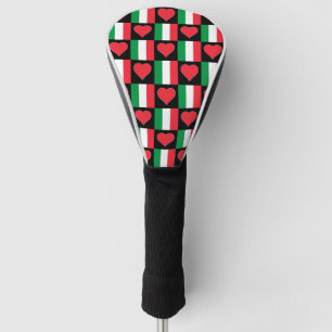 Italy Golf Lover Heart Pattern Italian Flag Head Cover