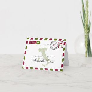 Italy Green and Red Airmail Thank You Card