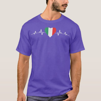 Italy Heart Ekg Italian Flag  T-Shirt