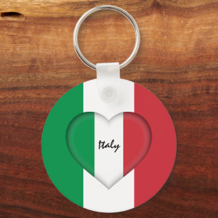 Italy & Heart,  Italian Flag fashion / sports Key Ring