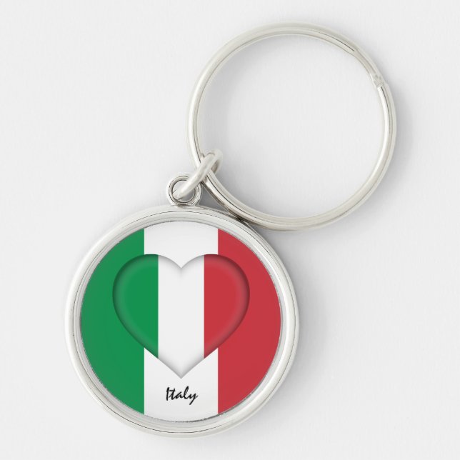 Italy & Heart,  Italian Flag fashion /sports Key Ring (Front)