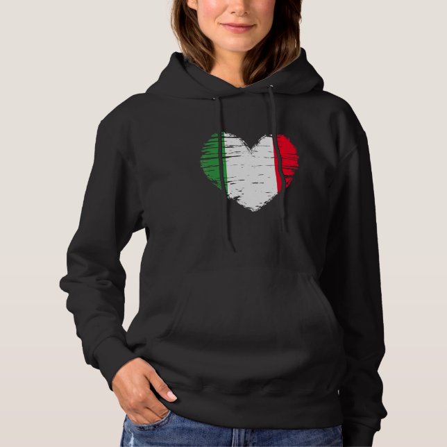 Italy Heart Italian Flag Italian Pride Hoodie (Front)