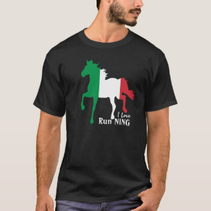 Italy, Horse, Italian Flag & I love running T-Shirt
