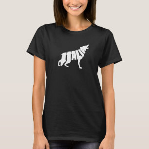 Italy Howling Italian Wolf Word Art - Funny Animal T-Shirt