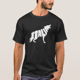 Italy Howling Italian Wolf Word Art - Funny Animal T-Shirt