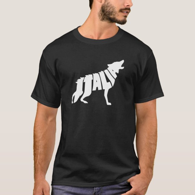 Italy Howling Italian Wolf Word Art - Funny Animal T-Shirt (Front)