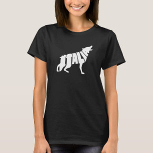 Italy Howling Italian Wolf Word Art - Funny Animal T-Shirt