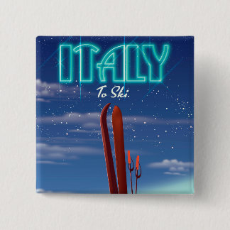 Italy 'Ice' Ski travel poster. 15 Cm Square Badge