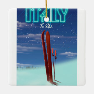 Italy 'Ice' Ski travel poster. Ceramic Ornament