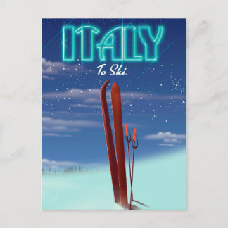 Italy 'Ice' Ski travel poster. Postcard