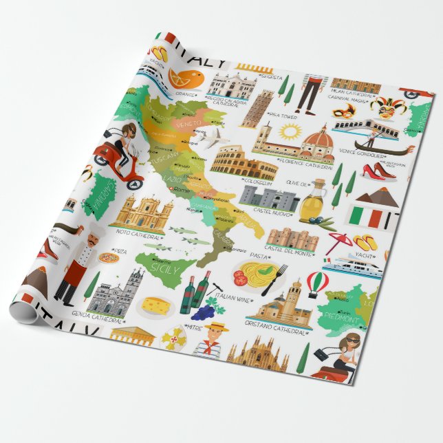  Italy Icons Design Wrapping Paper (Unrolled)