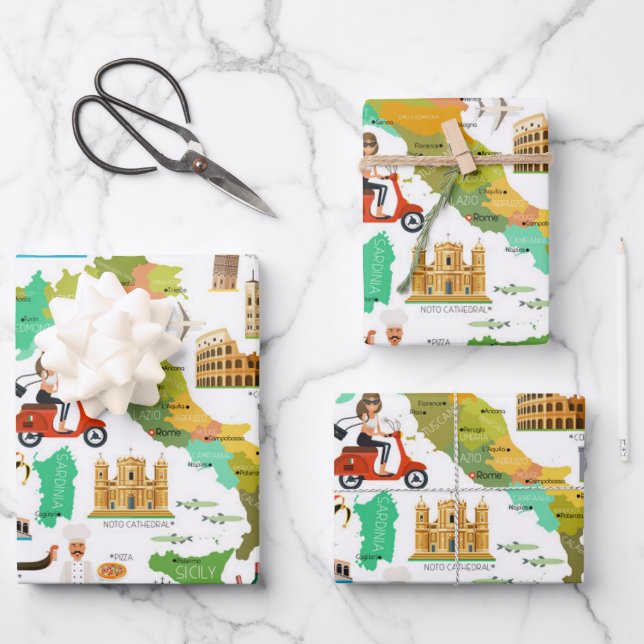  Italy Icons Design Wrapping Paper Sheet (Front)