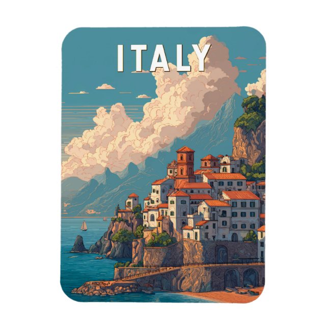 Italy Illustration Travel Art Vintage Magnet (Vertical)