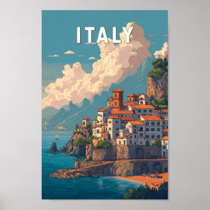 Italy Illustration Travel Art Vintage Poster