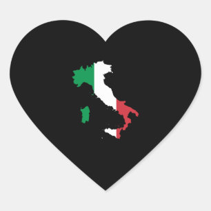 Italy in Flag Colours Heart Sticker
