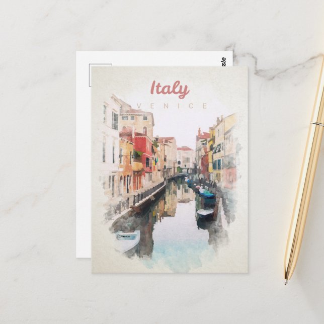 Italy in watercolor postcard (Front/Back In Situ)