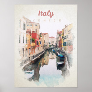 Italy in watercolor poster