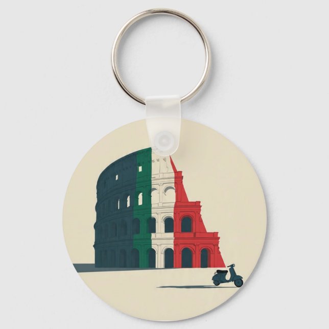 Italy-Inspired Colosseum Circle Keychain (Front)