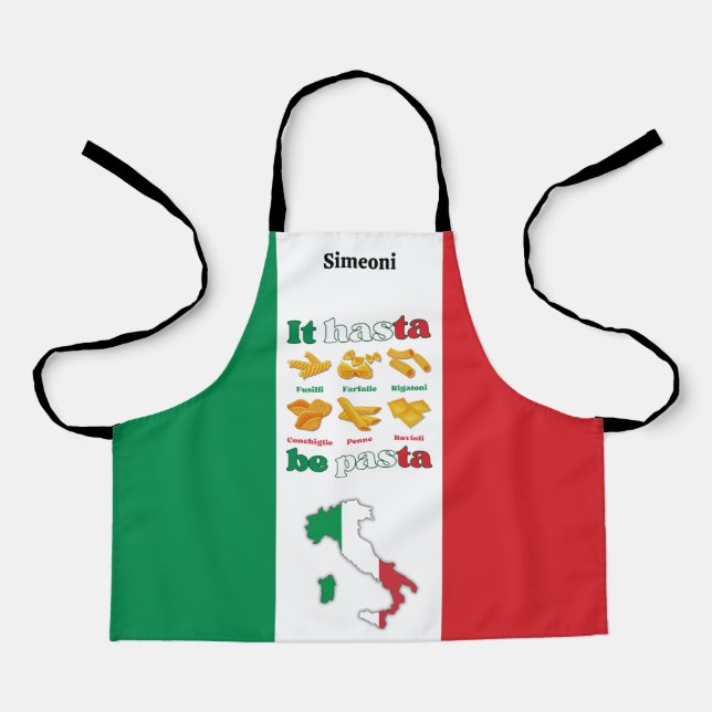 Italy IT HASTA BE PASTA Kids Apron (Front)