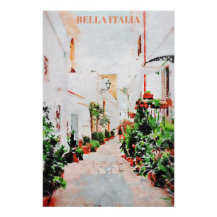 ** Italy Italia AP12 Street Plants Pottery Poster