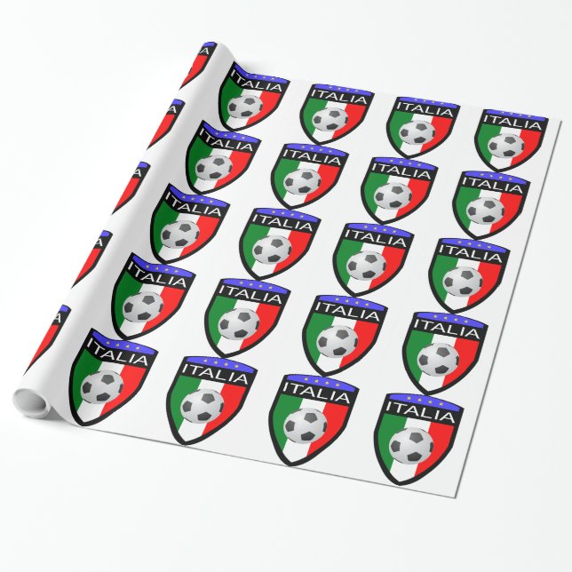 Italy / Italia Flag Patch - with soccer ball Wrapping Paper (Unrolled)