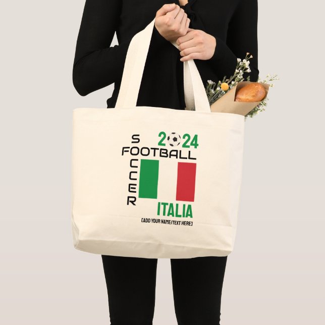 ITALY ITALIA Football Custom Name 2024 Any Year  Large Tote Bag (Front (Product))