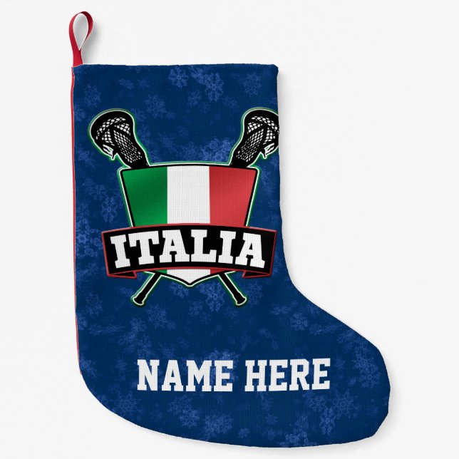 Italy Italia Lacrosse Flag Christmas Stocking (Front)