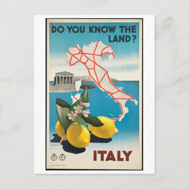 Italy - Italia vintage travel Poster Postcard (Front)
