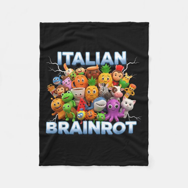 Italy Italian Brainrot Funny Meme Characters Trend Fleece Blanket (Front)