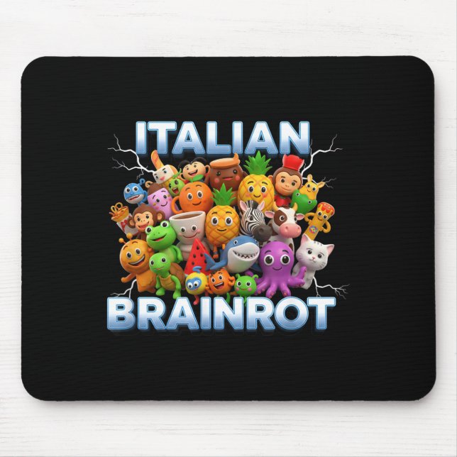 Italy Italian Brainrot Funny Meme Characters Trend Mouse Mat (Front)